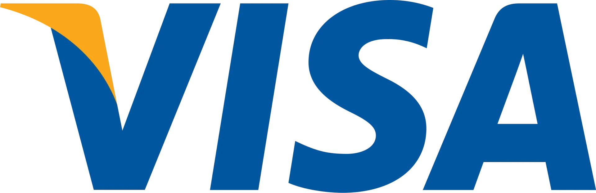 Un logotipo de visa azul y amarillo sobre un fondo blanco.