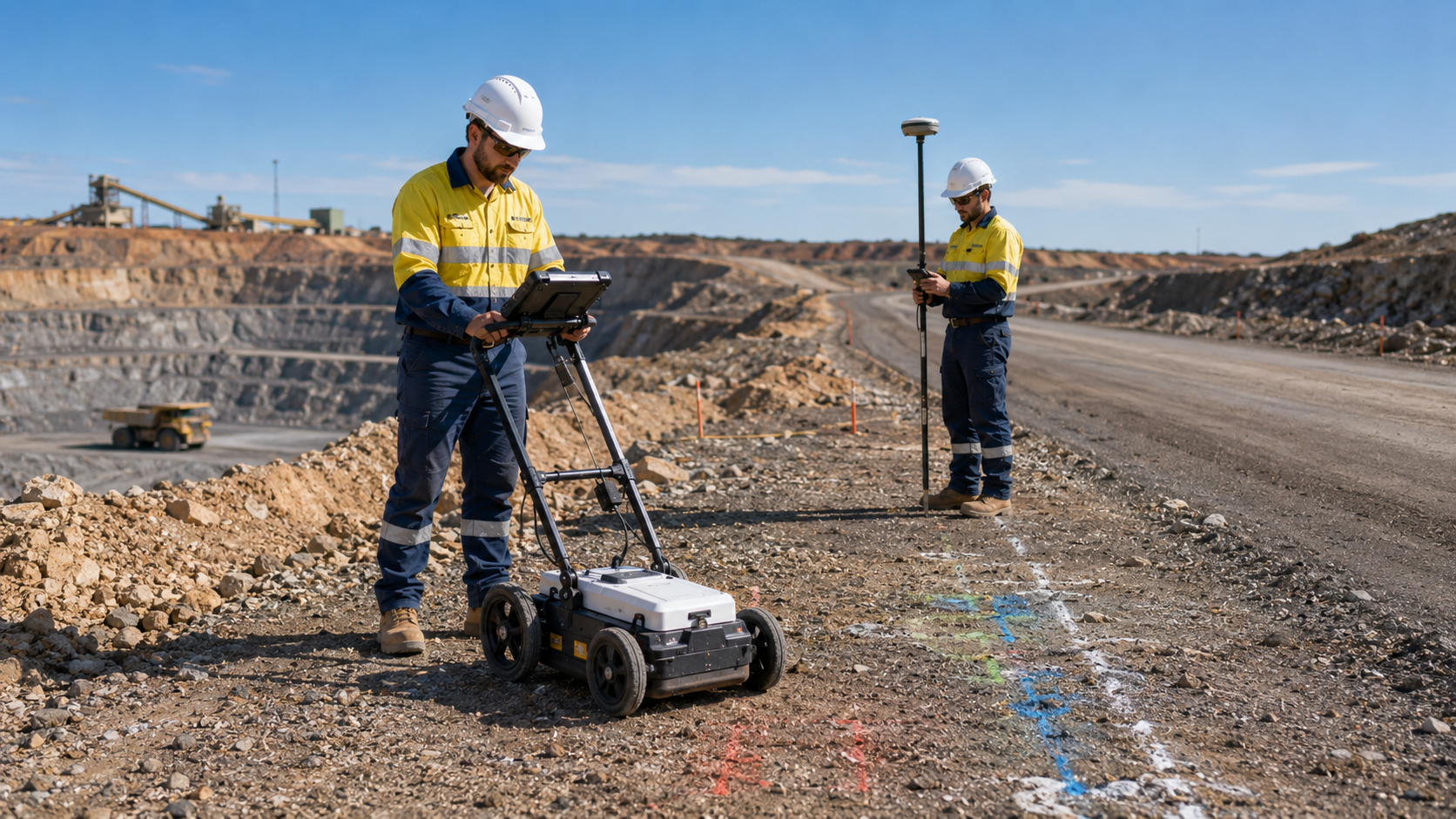 Utility locating work at a Western Australian mine site