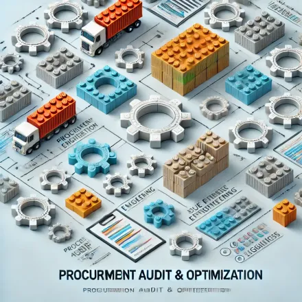 An isometric illustration of procurement audit and optimization.