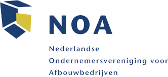 NOA logo with blue and yellow geometric icon and Dutch text “Nederlandse Ondernemersvereniging voor Afbouwbedrijven”