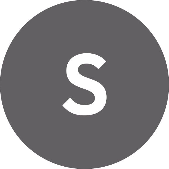Gray circular avatar with a white letter “S” in the center