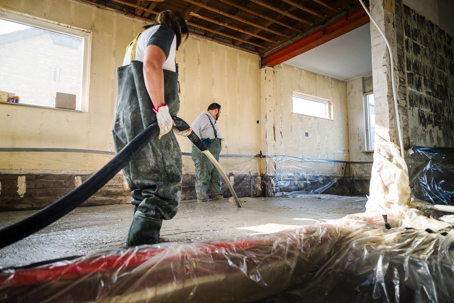 nieuwe renovatievloer met schuimbeton