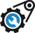 A blue circle with a white circle in the middle on a white background.