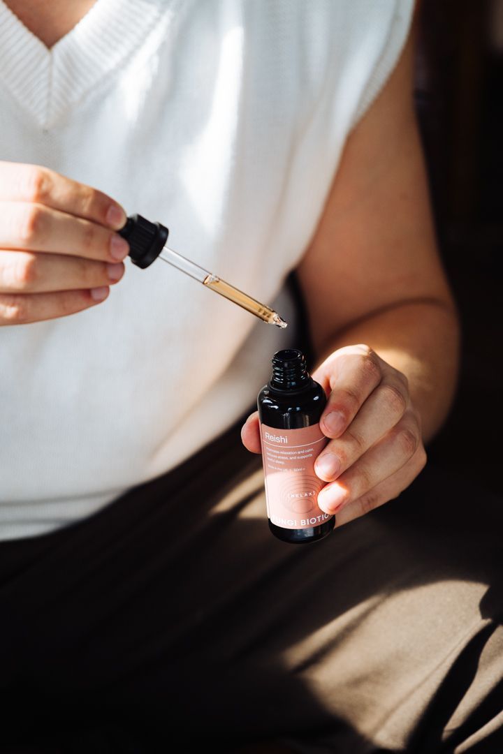 Fungi Biotics Reishi tincture lifestyle shoot REGO Creative