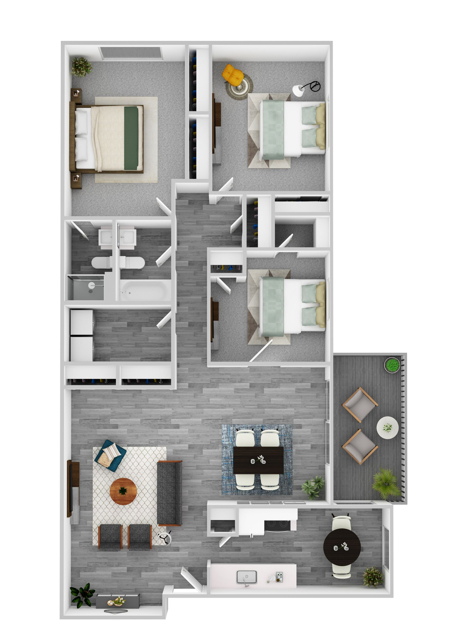 2 BED, 2 BATH w/Den Floor Plan
