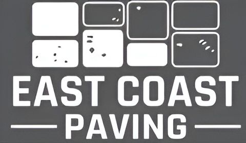 Trusted Concreting & Paving Services in Newcastle East Coast Paving logo: white paving stone graphic above the text "East Coast Paving" in white on a gray background.