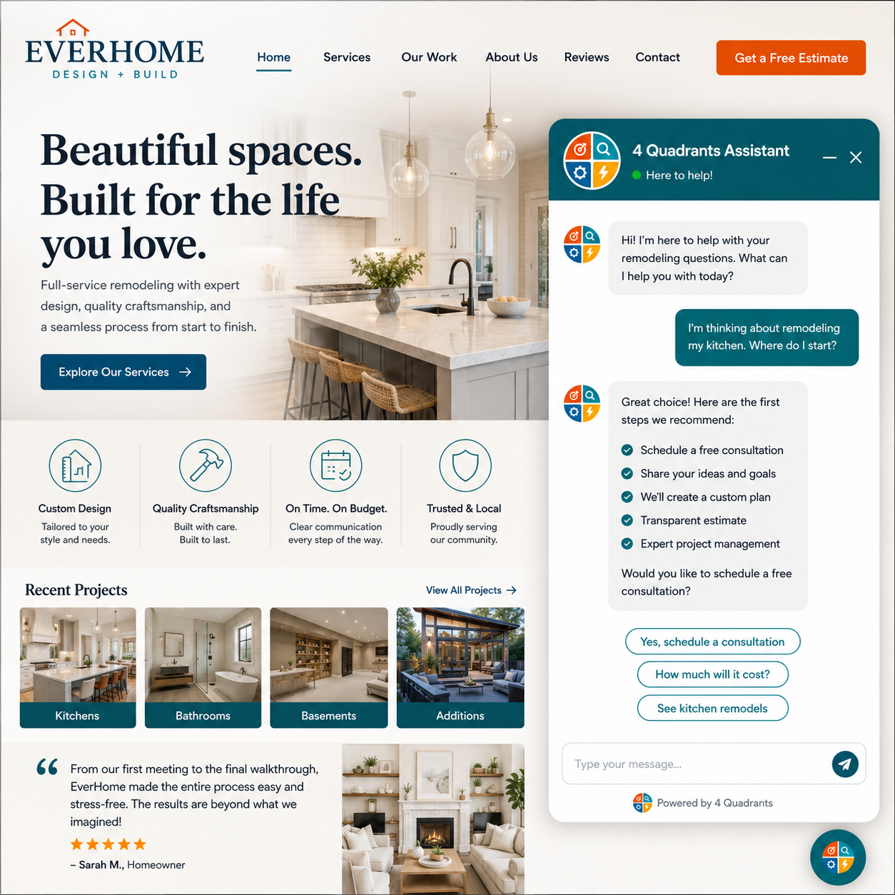 Home redesign company AI automation for Chat