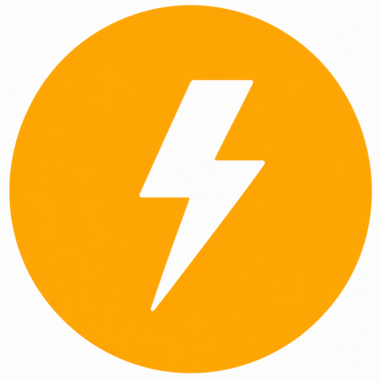 Orange circle with a white lightning bolt icon