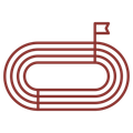 A racing track with a flag on top of it.