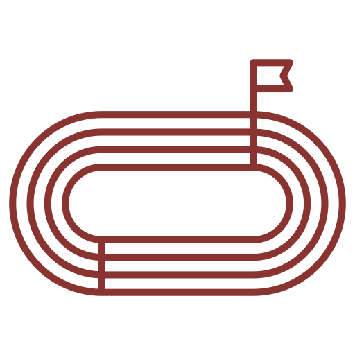 A racing track with a flag on top of it.