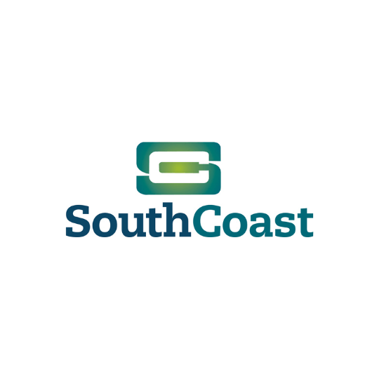 A south coast logo with a green s on a white background