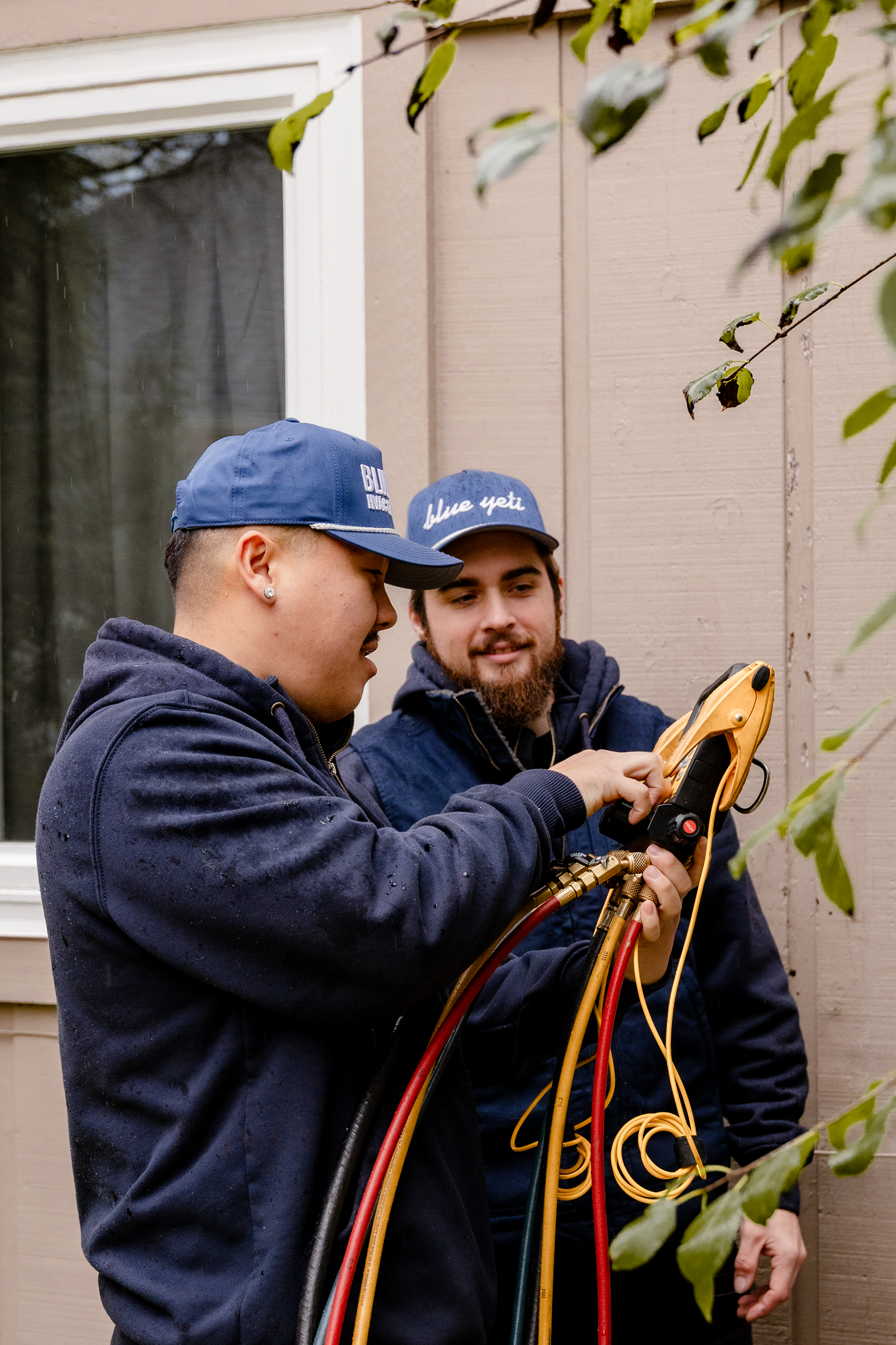 Blue Yeti technician servicing outdoor cooling equipment