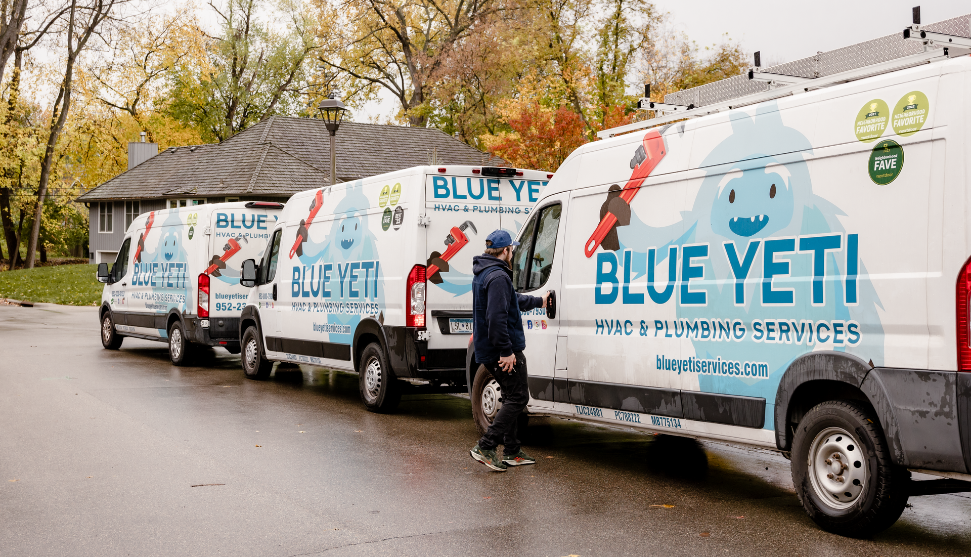 Blue Yeti service vans ready for local calls