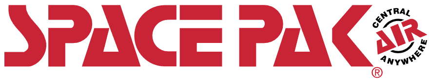 Red logo for Space Pak with the text 