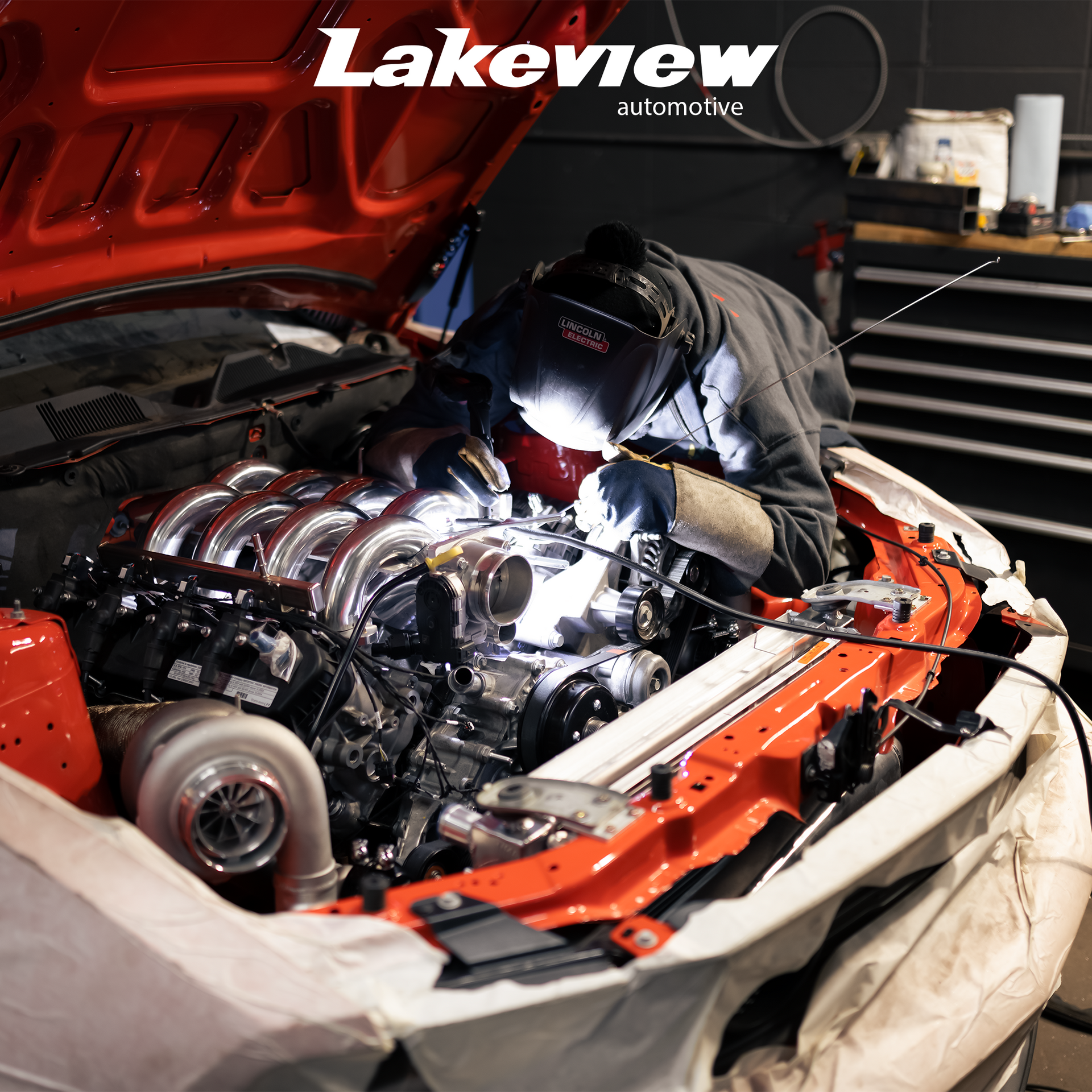7.3 Godzilla swapped Mustang with. custom intake manifold