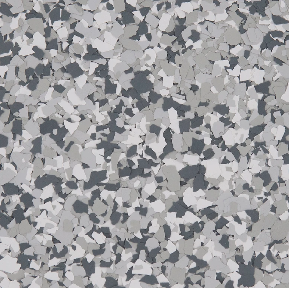 Gravel epoxy flake chips.