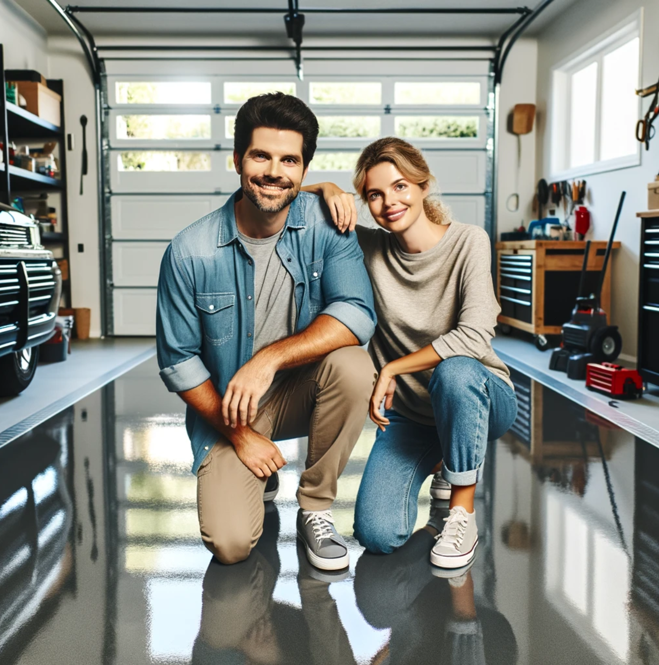 happy costumers Image of happy costumers and their new epoxy garage floors