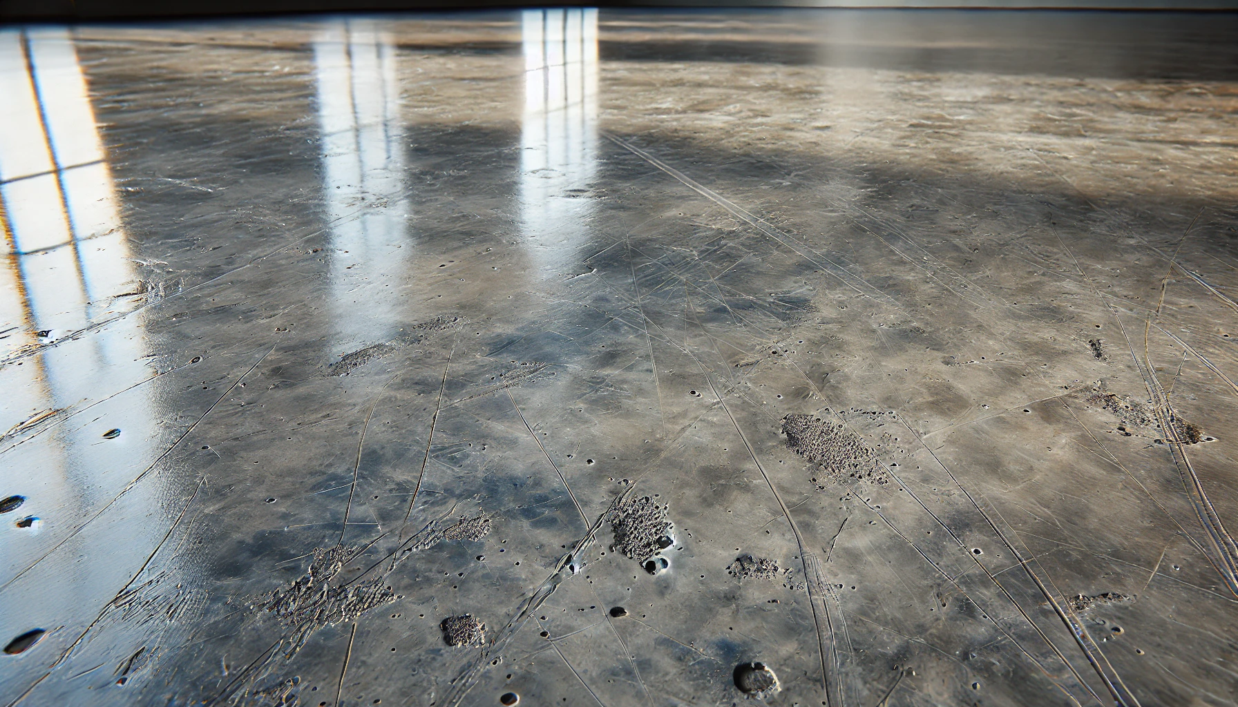 worn out epoxy flooring.
