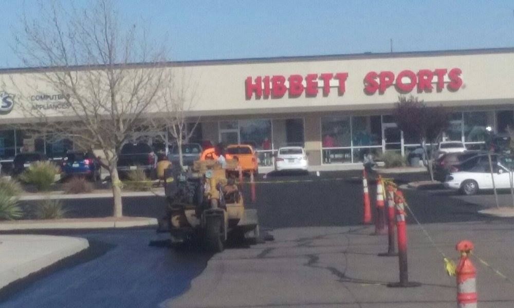 Asphalt Sealing in Front of Hibbet Sports Building — Prescott, AZ — Maurer Sealing & Striping