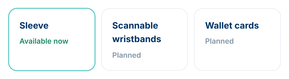 HealthScores.ai sleeve available now, with scannable wristbands and wallet cards planned