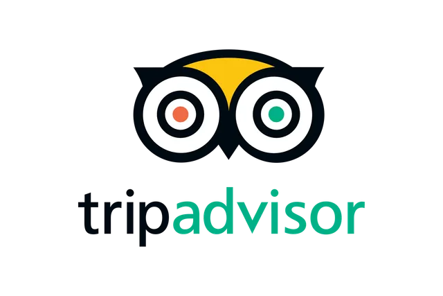 Tripadvisor logo with stylized owl eyes above the green and black wordmark