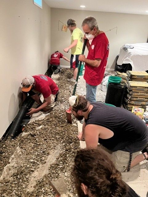Basement Waterproofing Project in Progress
