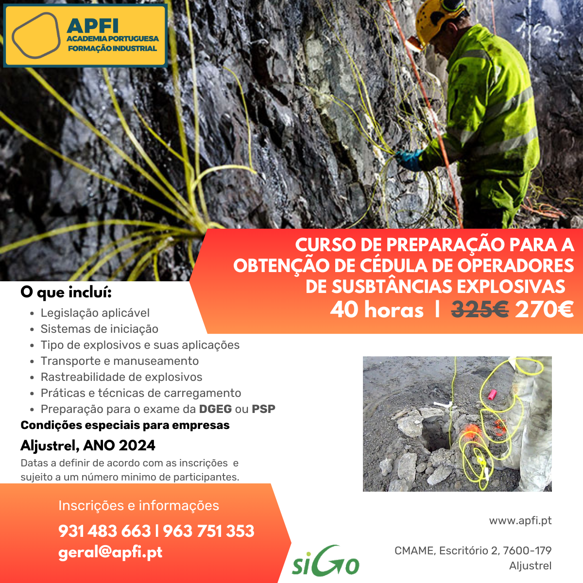 Curso para a Obtenção de Cédula de Operador de Substâncias Explosivas APFI MINEXPERTS