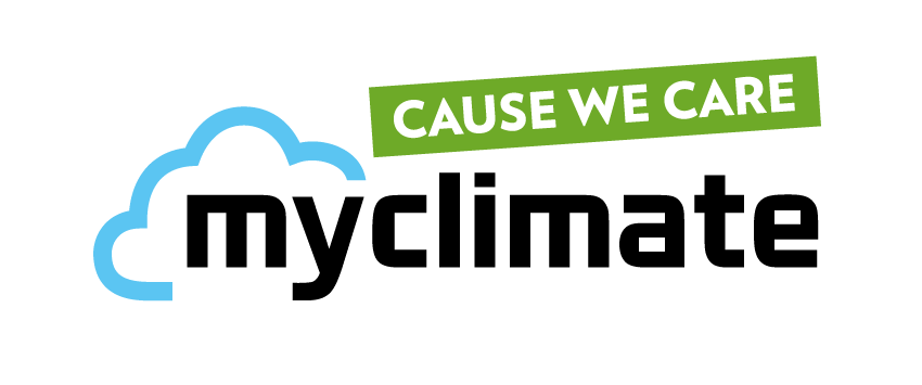 Das Logo von myclimate sagt: „Weil wir uns kümmern“