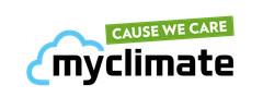 Das Logo von myclimate sagt: „Weil wir uns kümmern“