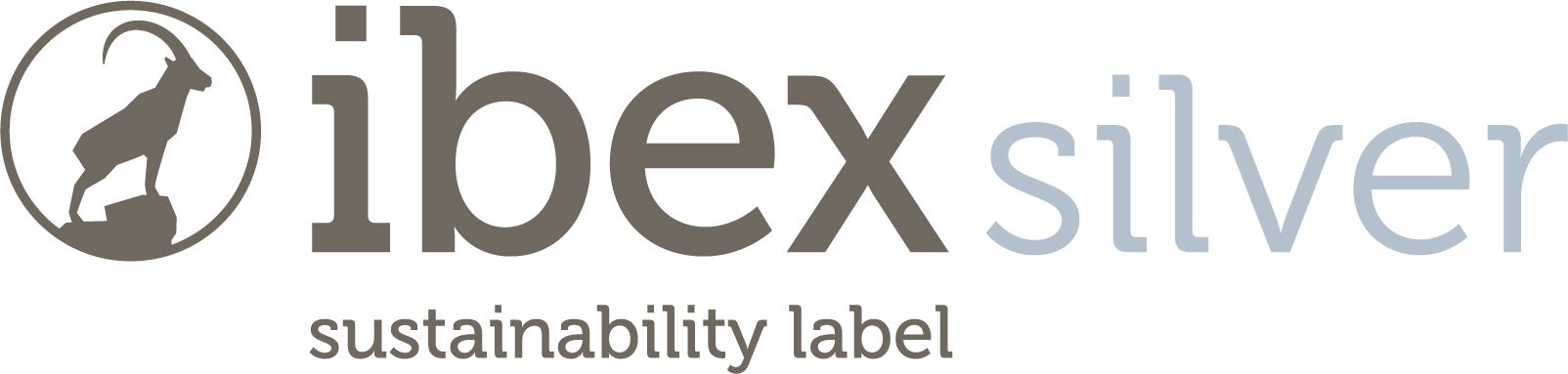 Ibex Silber Nachhaltigkeitslabel-Logo auf weißem Hintergrund