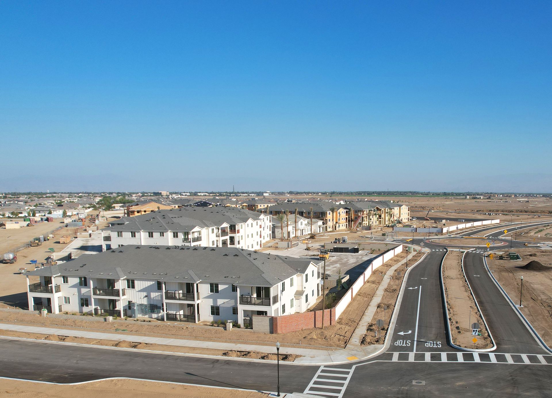 Aerial view of new construction at Park Center at Seven Oaks apartments in Bakersfield, CA