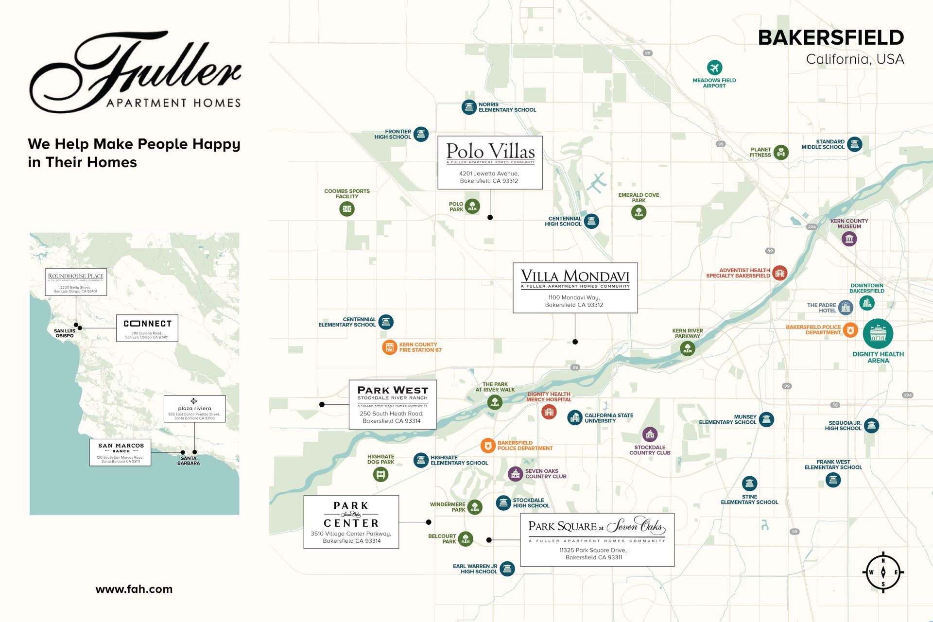 Sister properties location map near Park Center at Seven Oaks