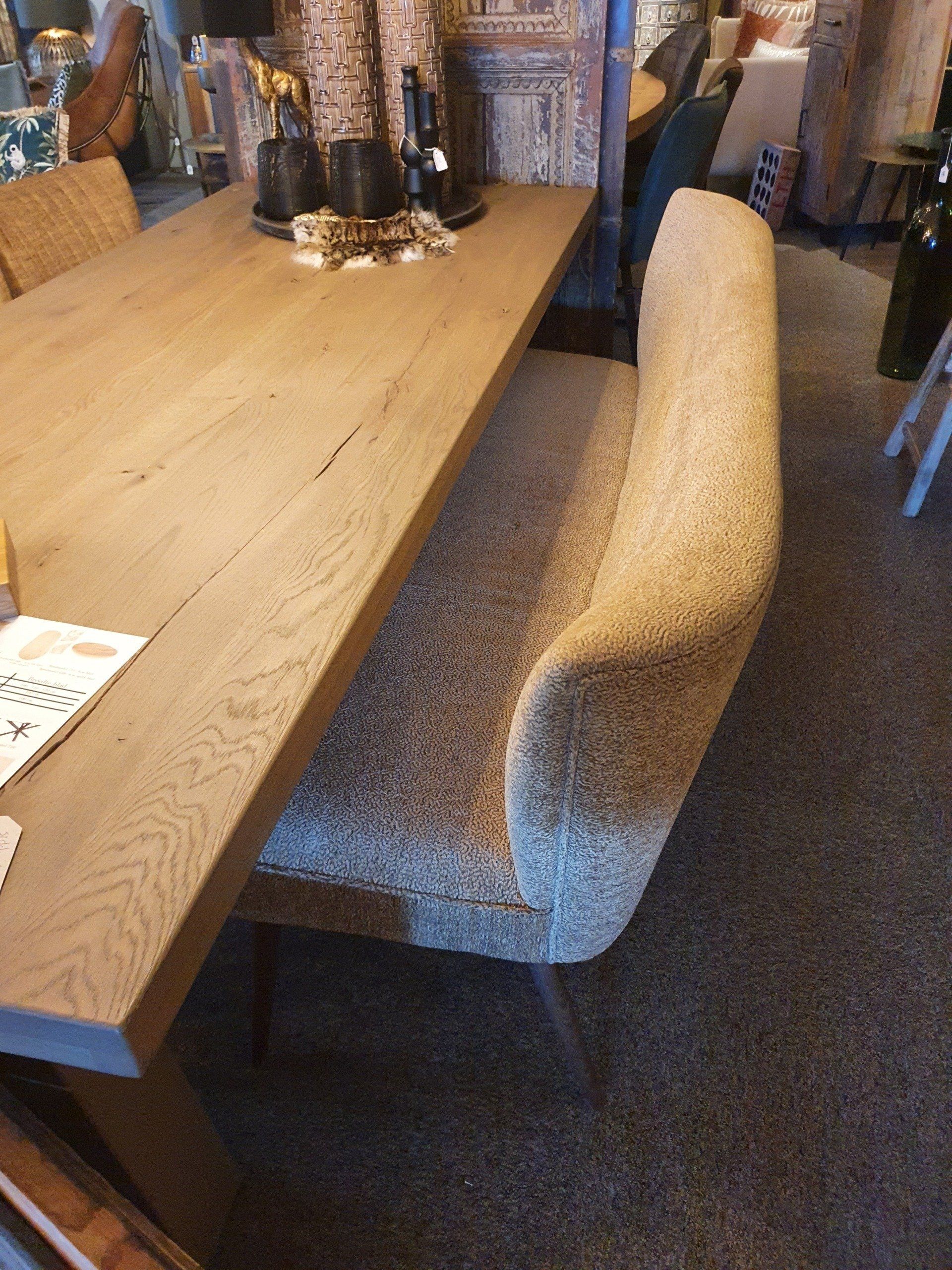 Eetkamerbank ronde vorm in stof met houten poot
