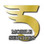A logo for mobile services with a gold number 5