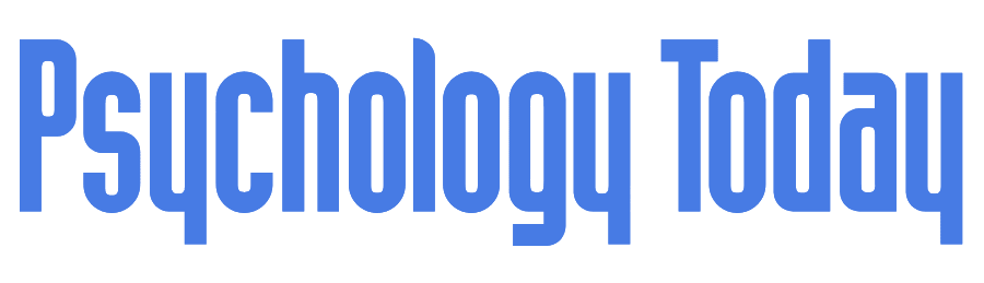The logo for psychology today is blue on a white background.