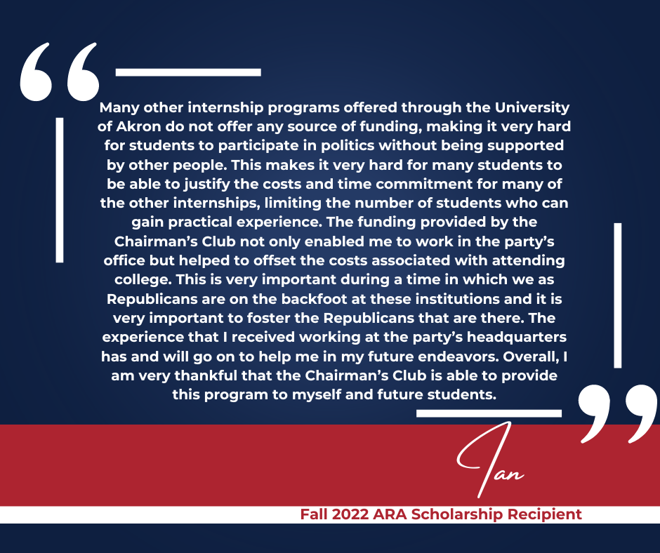 Quote from Jan, a Fall 2022 ARA Scholarship recipient, about the importance of funding internships for students.