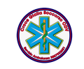 Logo dell'ambulanza ODV Circle of Clalla Socorro con stella della vita blu e bastone verde, testo rosso attorno al bordo
