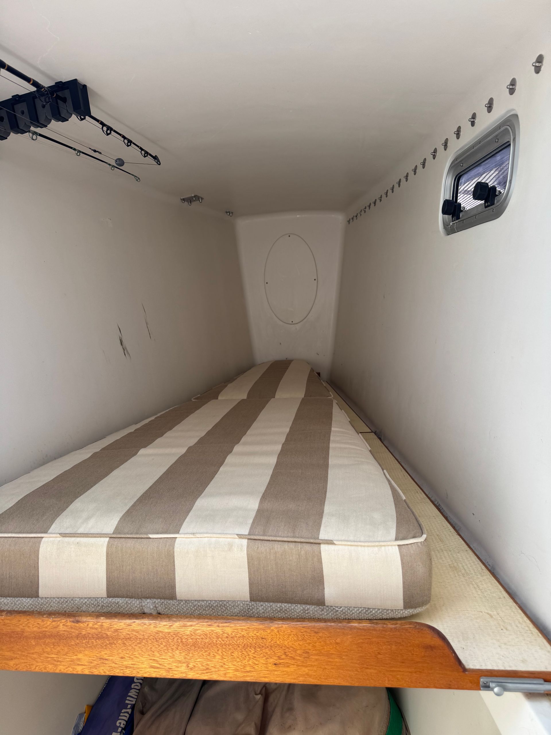 Chris White performance sailing catamaran Atlantic 48 ZEN private listing Rhode Island forward port single cabin