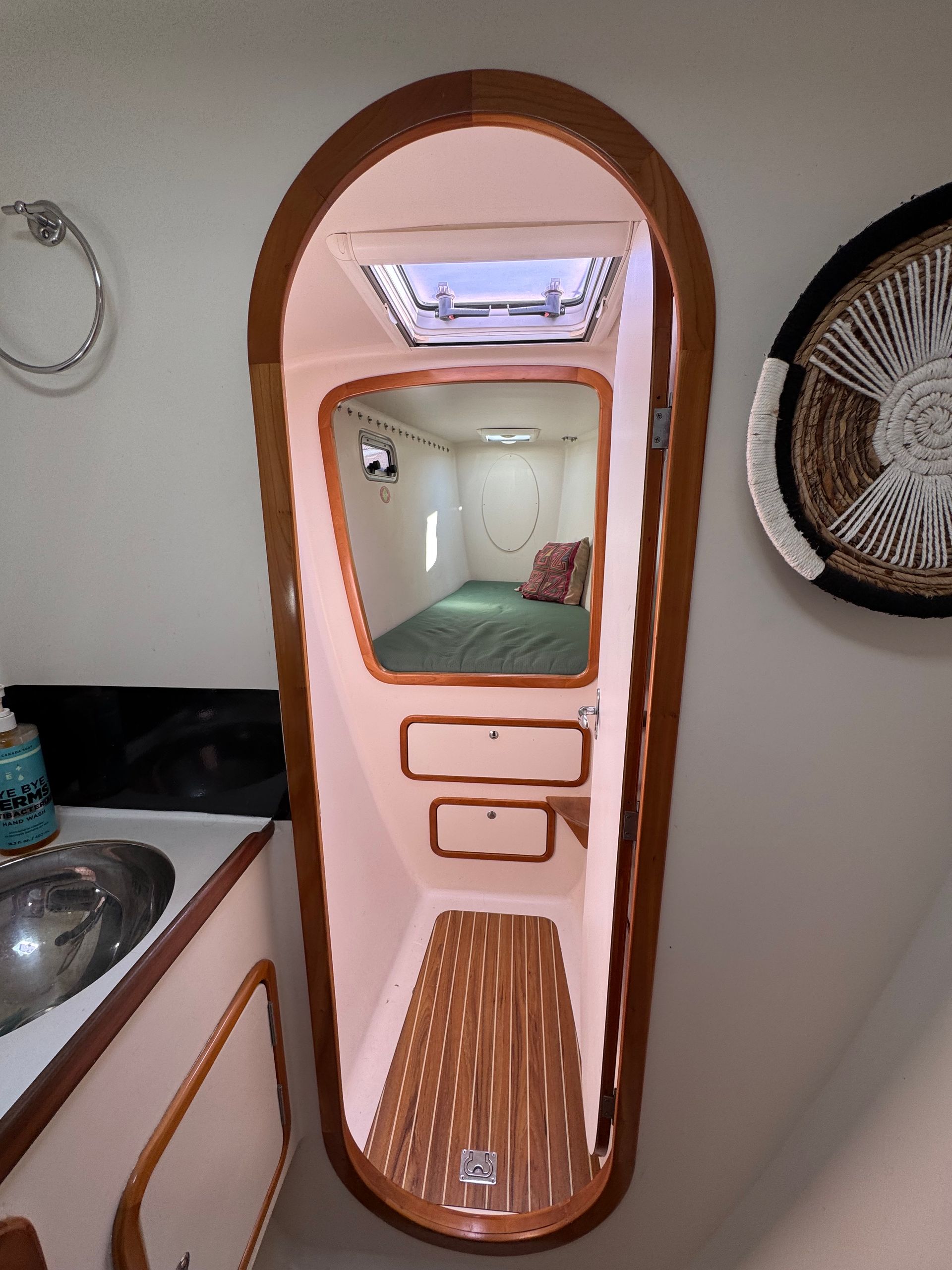 Chris White performance sailing catamaran Atlantic 48 ZEN private listing Rhode Island starboard single cabin forward