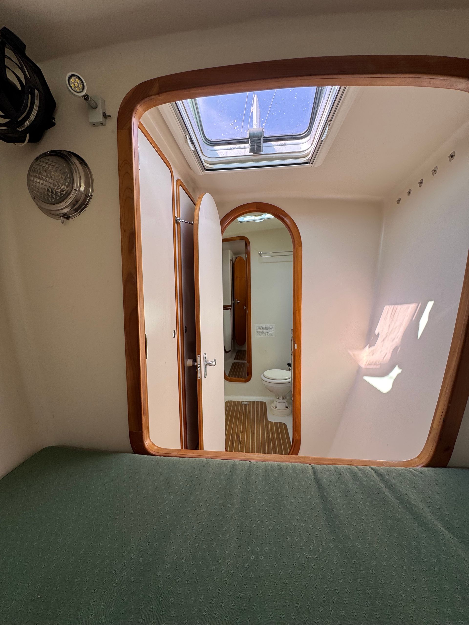 Chris White performance sailing catamaran Atlantic 48 ZEN private listing Rhode Island starboard single cabin forward