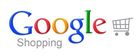 Google Shopping logo with multi-colored text and a shopping cart icon.