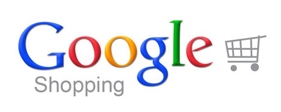 Google Shopping logo with multi-colored text and a shopping cart icon.