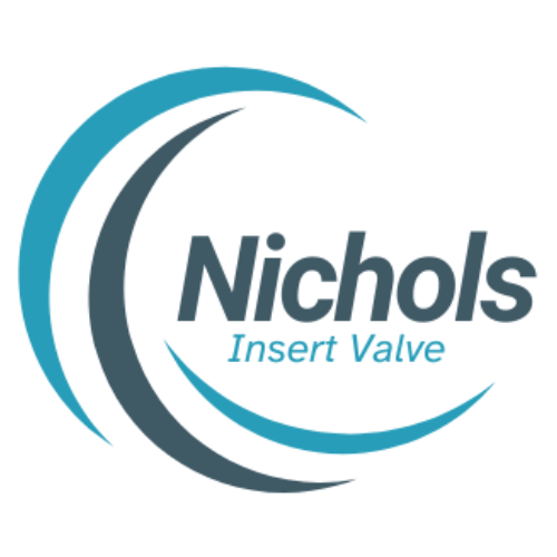 Nichols Insert Valve logo with teal and gray curved swooshes on a white background