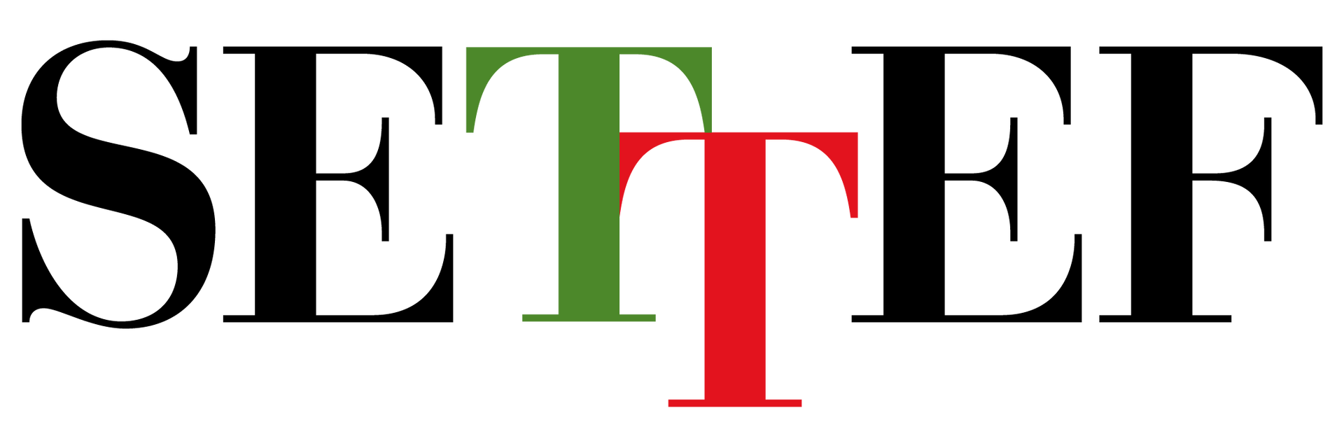 Logo stilizzato “SETTEF” in nero, rosso e verde su sfondo bianco.