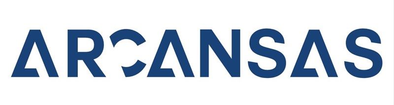 Logo ARCANSAS blu su sfondo bianco