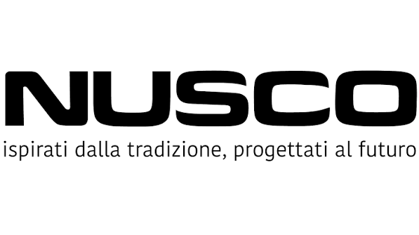 NUSCO logo with the slogan “ispirati dalla tradizione, progettati al futuro” on a white background