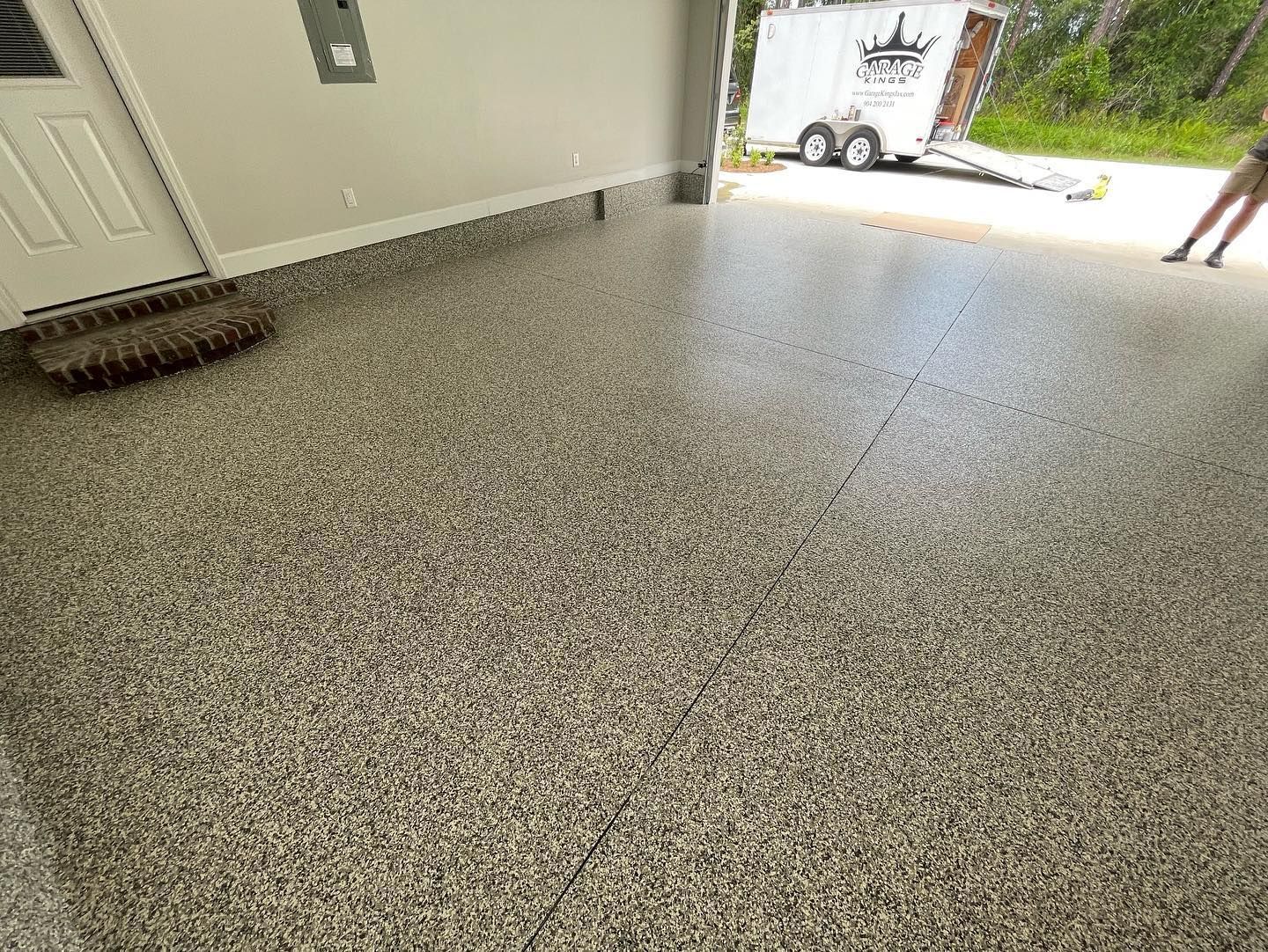 close up of residential epoxy garage floors installed by Garage Kings LLC of Jacksonville