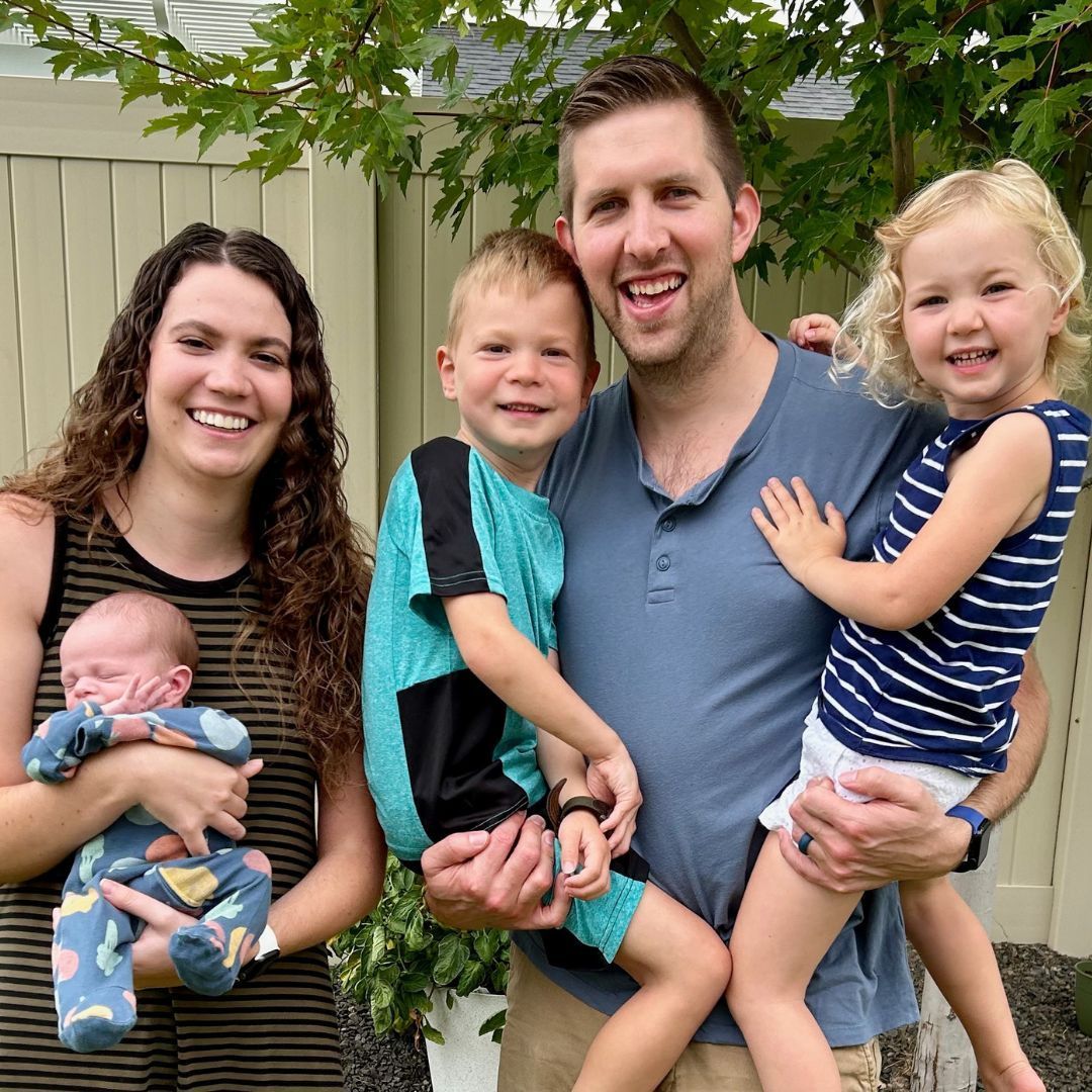 Here we see the Santhouse family with their new son that was able to join their family with help from Adoption Hope Foundation.