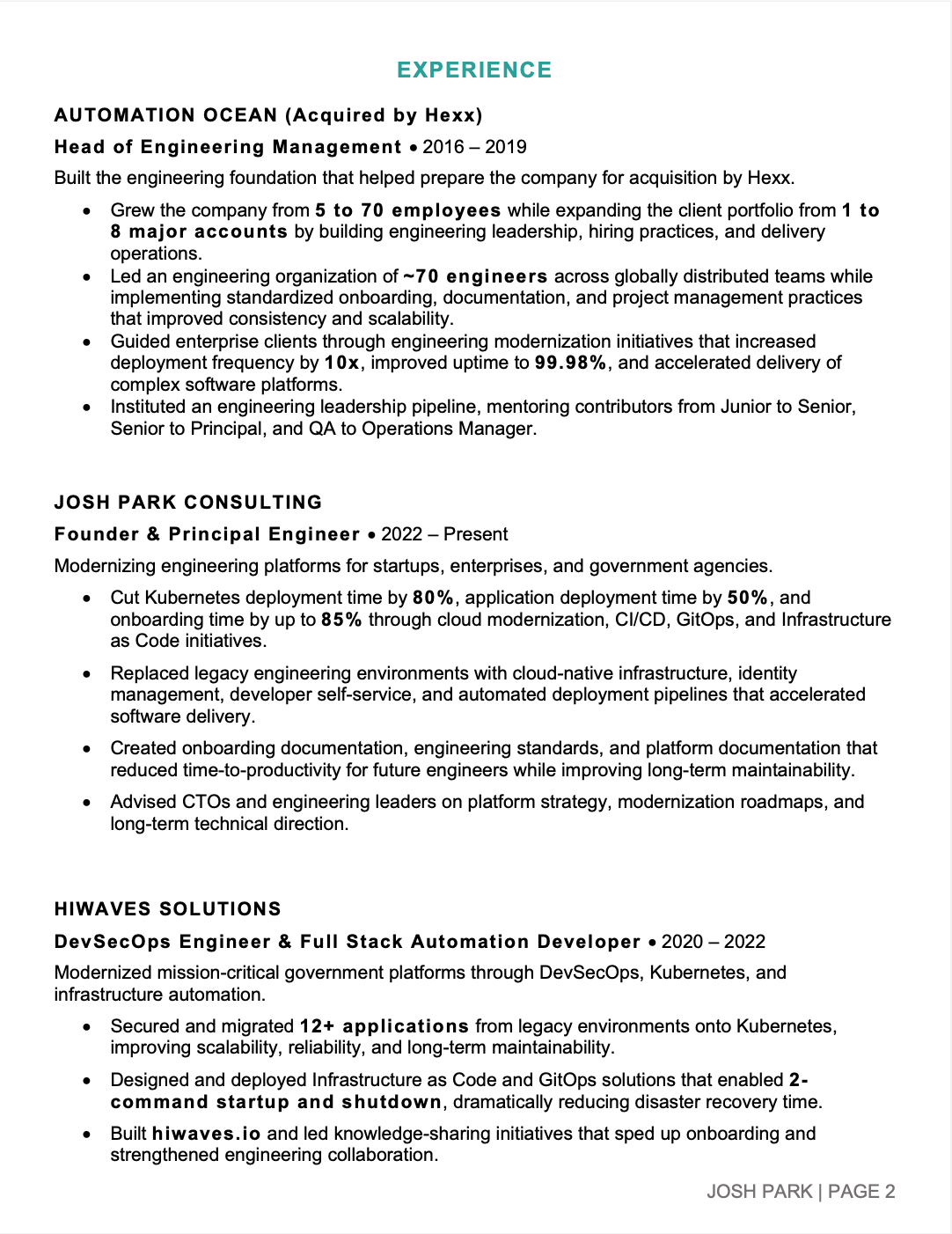 Vice President Software Engineering Resume Sample Page 2