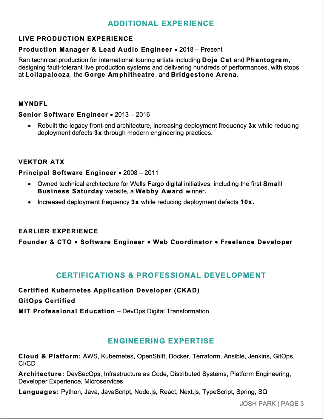 Vice President Software Engineering Resume Sample Page 3